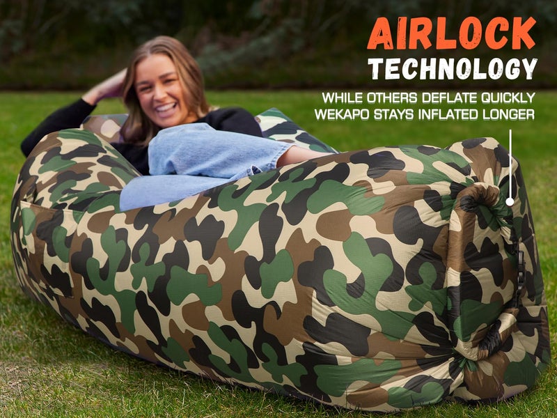 WEKAPO Inflatable Couch Air Lounger Chair - Camping & Beach Accessories, Portable Blow up Sofa for Hiking, Lawn, Indoor/Outdoor Movies & Music Festivals. Lightweight and Easy to Set Up Air Hammock - Image 5